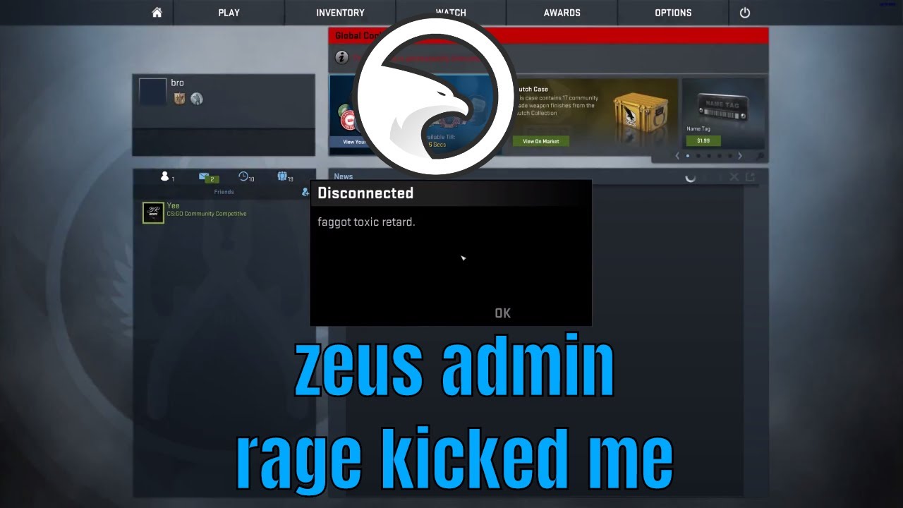 Supremacy user + Zeus server admin rage kicked me for tapping him with ...
