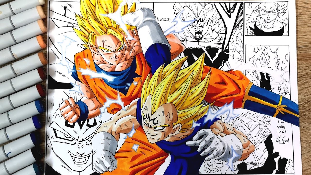 Drawing Goku VS Majin Vegeta|Ssj2/Dragon ball Z - YouTube