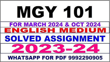 mgy 101 solved assignment 2023-24 | mgy 101 solved assignment in english 2024 | mgy 101 2024