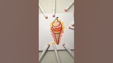 Coloring a Cute Ice Cream in pastel tones with Ohuhu Markers!🍦💕 #fyp