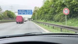 Driving in Germany on the Autobahn A59 to Cologne after a rainy night in 4k HDR