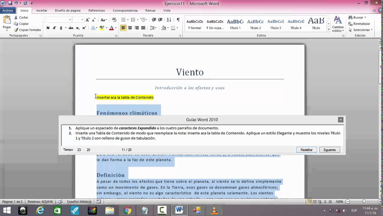 Espaciado de caracteres expandido/Tablas de contenido en Word 2010 YouTube