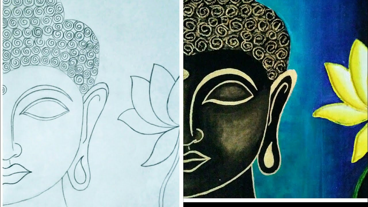 How to draw Lord Buddha drawing step by step for beginners  Half Buddha  Face drawing   YouTube
