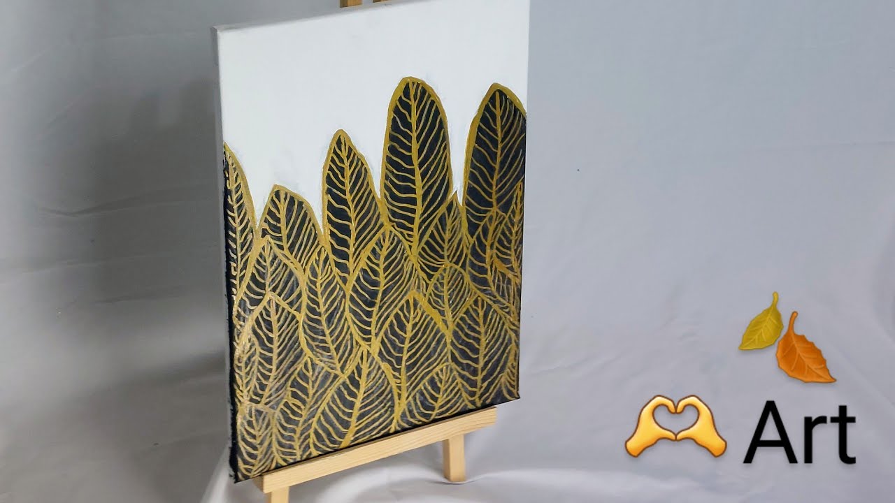 DIY 🎨 Soothing Ginkgo gold Leaf Canvas Art 🌱