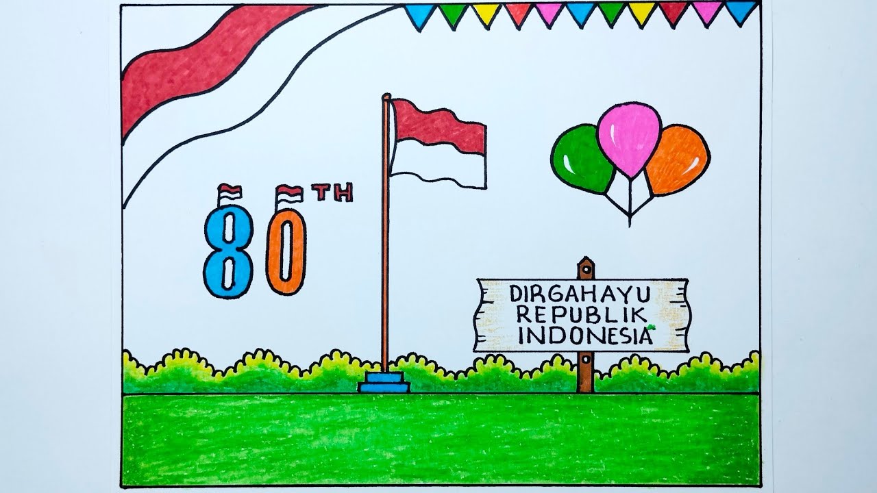Cara menggambar tema 17 Agustus - Gambar 17 Agustus 2025 Cara menggambar tema 17 Agustus - Gambar 17 Agustus 2025