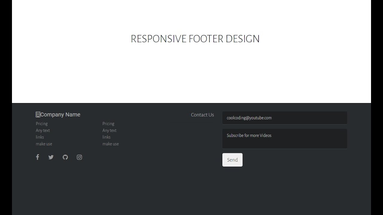 Responsive Footer Black and White Design Using Only HTML CSS | Cool ...