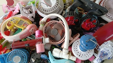 Found 2 and 3 motor mini fans, broken blade mini ceiling fans and unique toys in a pile of old stuff