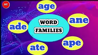 Word Families-ade age ane ape ate |/a/| Phonics Word Families | Word Bank| (@ManishasEducation )