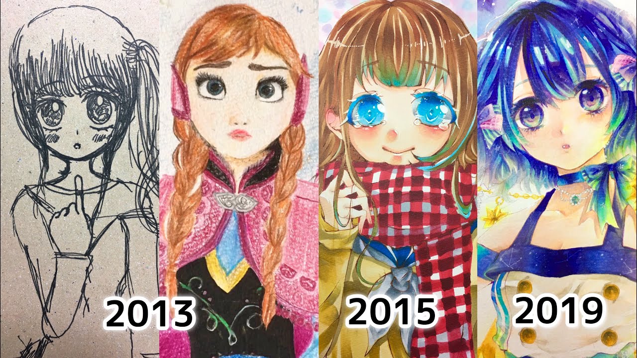 総集編 13年間のイラスト成長記録 My Anime Drawing Age4 15