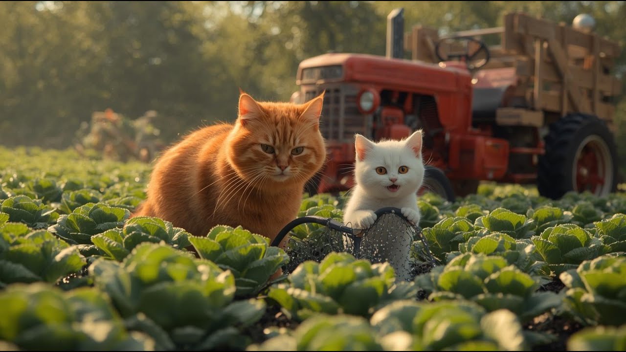 Little Kitten and Mama Cat’s Cabbage Garden 🌸 A Gentle Farm Story