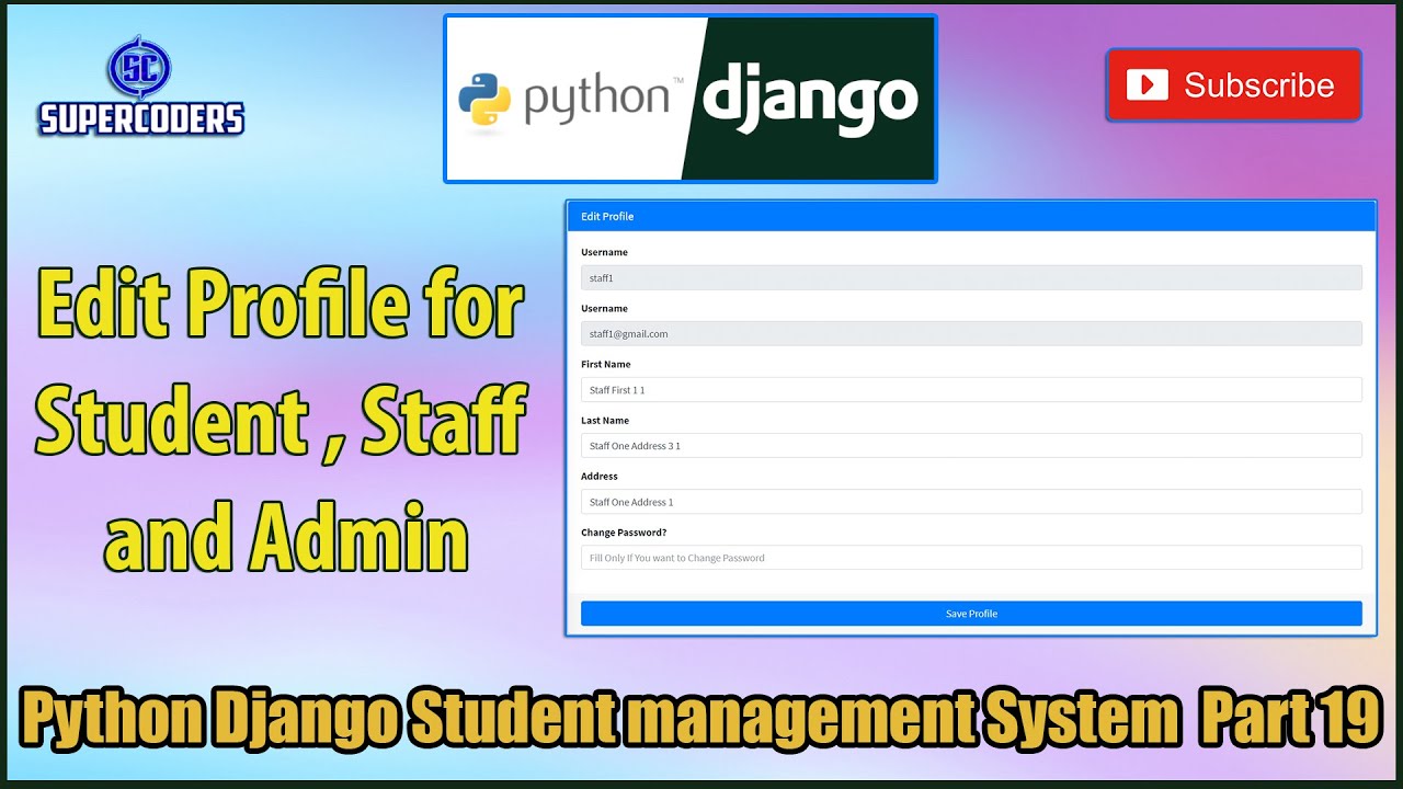 Python Django Student Management System Part 19 | Edit Profile for ...