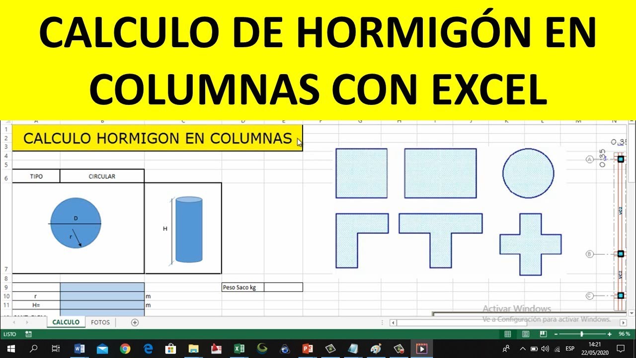 CALCULO DE HORMIGÓN EN COLUMNAS CON EXCEL