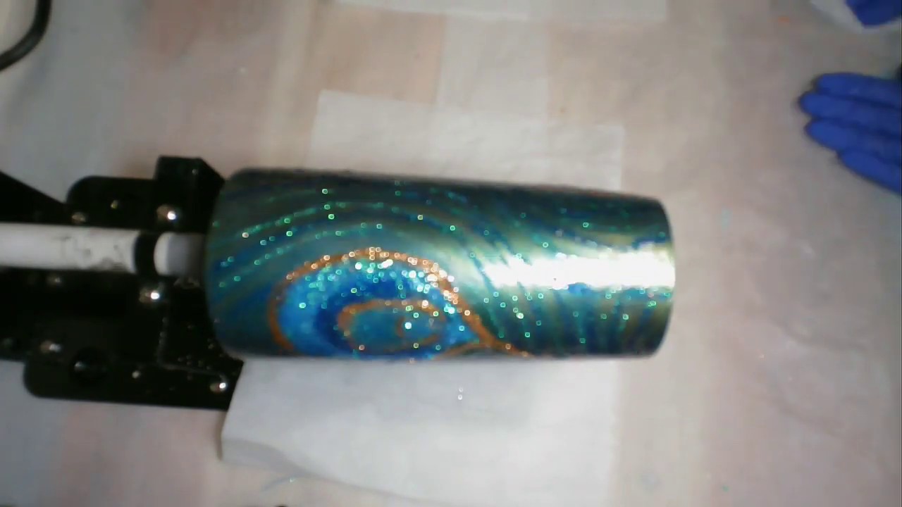 How to make a Chameleon Mica and Glitter Peacock Feather Strawbler Tumbler using Tack It Method