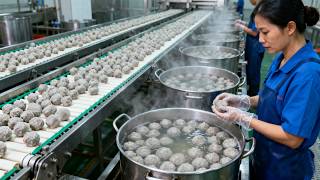 Authentic Chinese street food:Dancing beef balls? It takes two hours to pound them with a mallet.