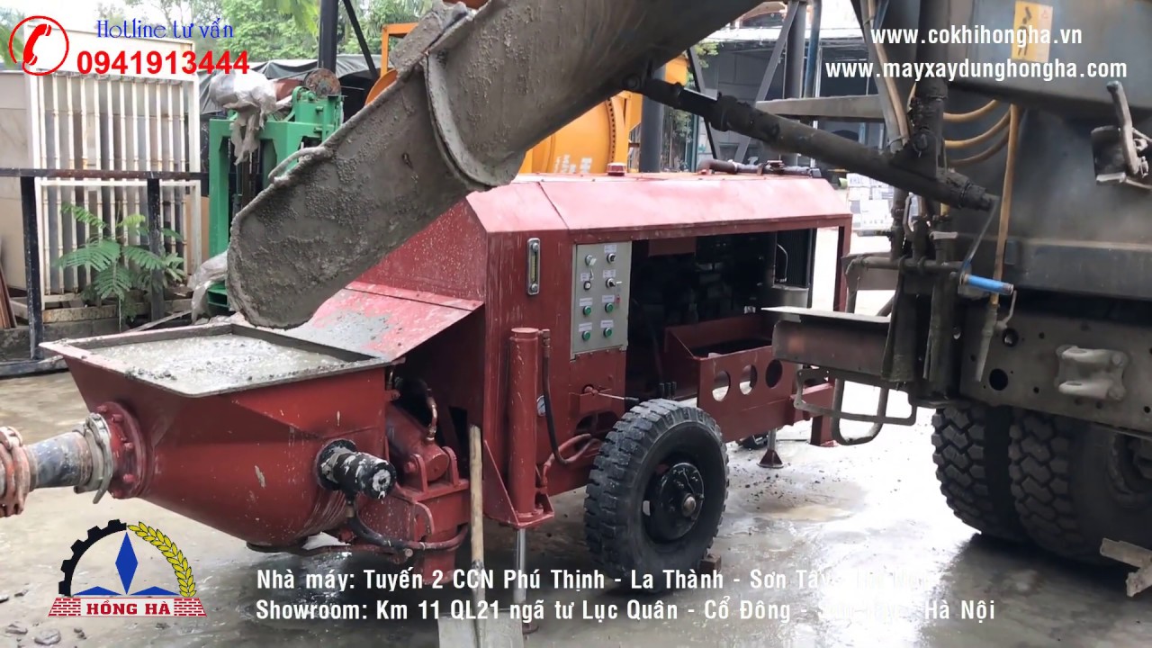 Bơm bê tông tĩnh cỡ nhỏ Hồng Hà phiên bản 2019 cực khỏe - youtube