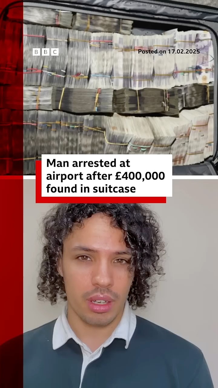 Man arrested at UK airport after £400,000 found in suitcase. #Heathrow #BBCNews