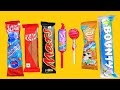 Satisfying Video Asmr Unboxing GIANT Sweets Chocolate and Rainbow Lollipops with Cutting candy Asmr.
