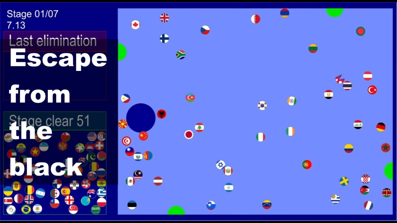 Escape from the black ~100 countries elimination marble race in Algodoo~ | Test Marbles