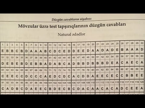 Riyaziyyat TQDK test toplusu düzgün cavablar 1994-2015