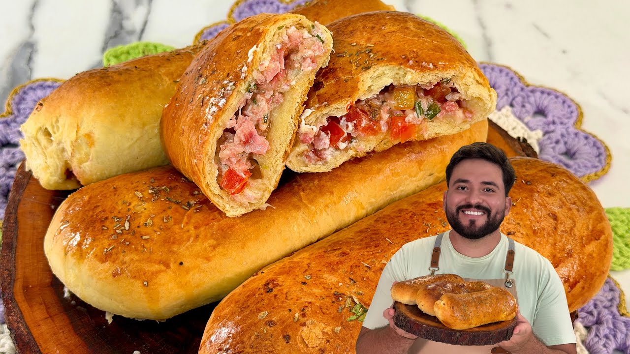 SEM BAGUNÇA E SEM SOVA! PÃO RECHEADO CASEIRO SUPER FÁCIL | Gabriel Freitas