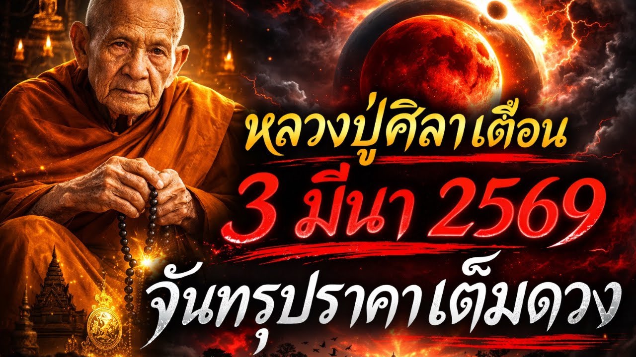 หลวงปู่ศิลาเตือน 3มีนา 2569 จันทรุปราคาเต็มดวง เปิดประตูชะตา ใครพร้อมจะรวยก่อน#แชร์รับบุญ 