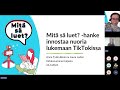 Laura Leden ja Anna Tykkyläinen: Mitä sä luet? ‑hanke innostaa nuoria lukemaan Tiktokissa