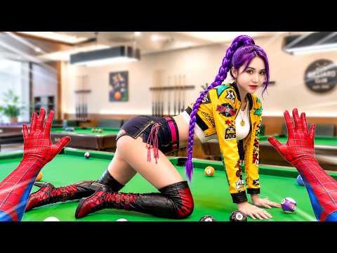 Spider-Man Battles Pretty K-POP Girls on Billiard (POV Love Best)
