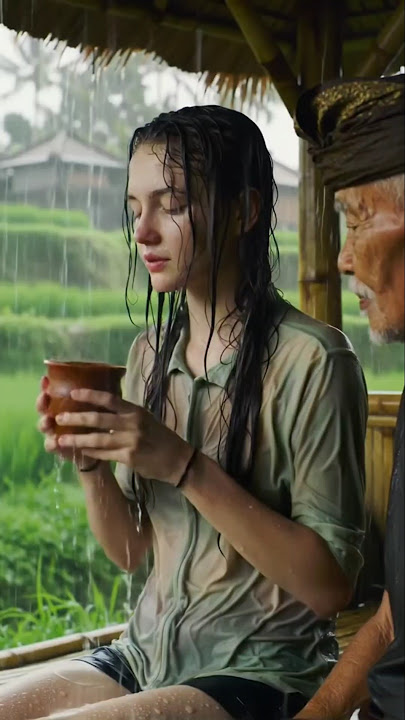 Drinking Herbal Jamu on the Porch | Peaceful Village Rain ASMR