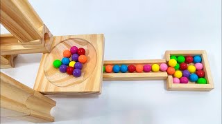 Satisfying Marble Run ASMR ☆ Building wooden blocks, color balls