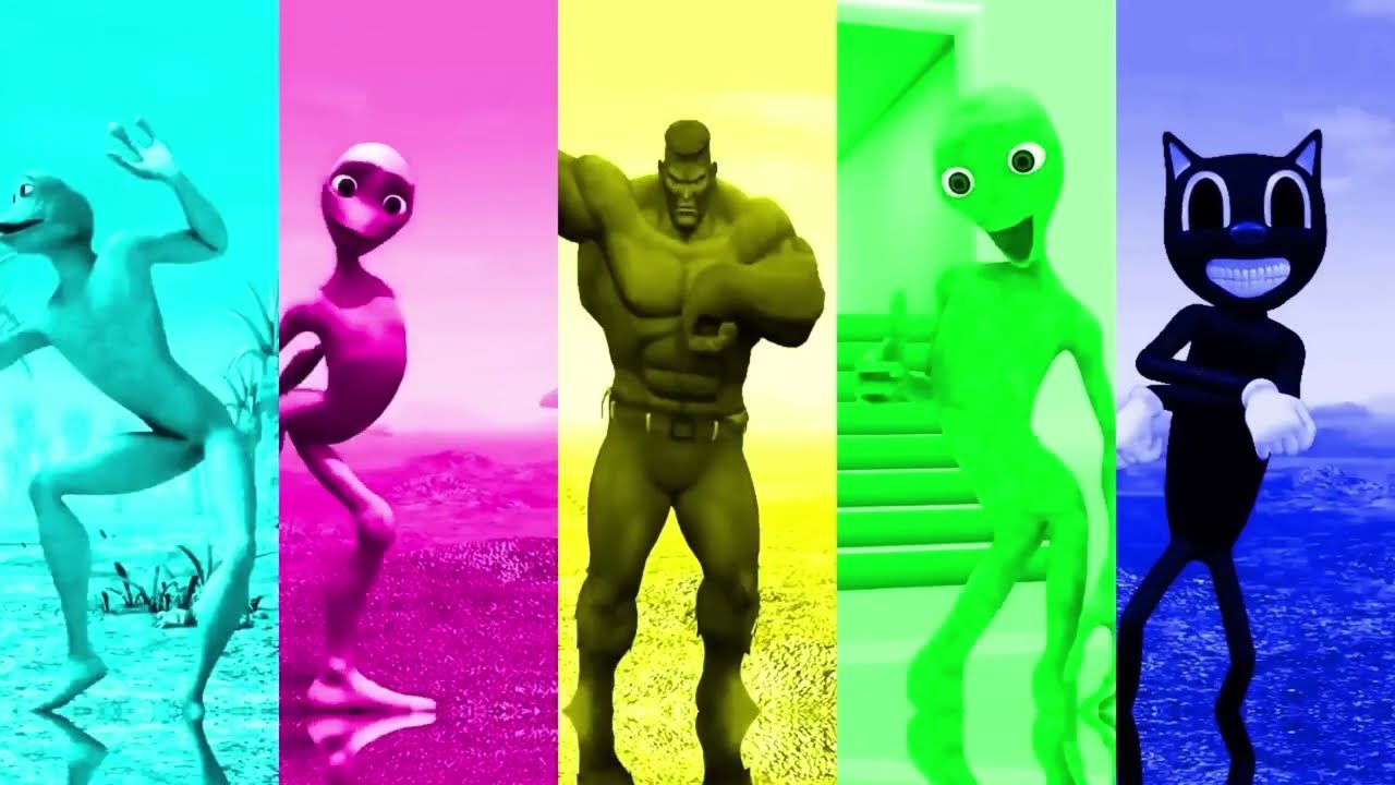 Dame Tu Cosita vs HULK vs Patila vs Black CAT vs Me Kemaste — Alien Green Dance Challenge