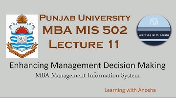 MBA MIS Enhancing Management Decision Making Lecture 11 in Urdu/Hindi | PU MIS Course Outlines