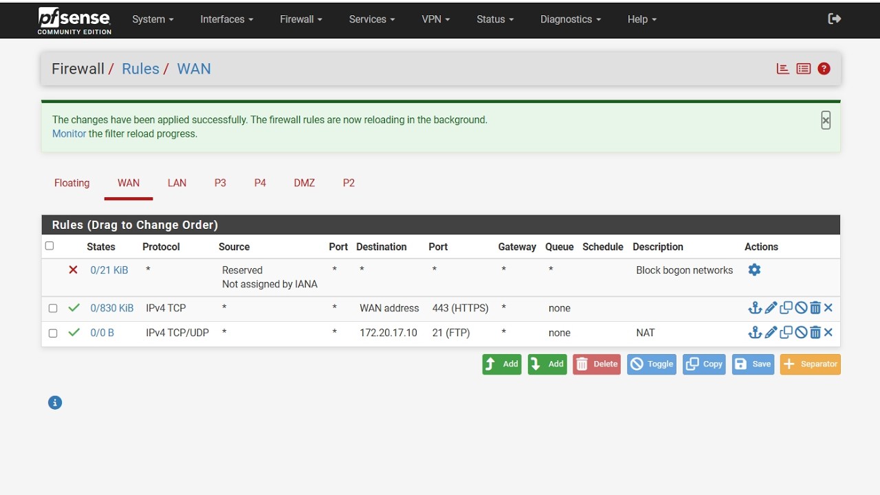 pfSense: Set up a separate port for the file server.