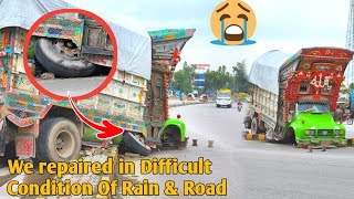 Staring Arm Shaft Breaks Down ON The Middle of the Road | We repaired in Difficult Condition Of Rain