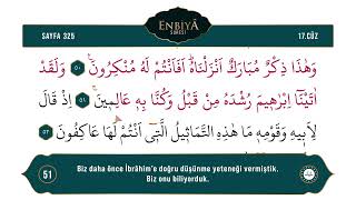 Diyanet Ok Takipli Hatim 17. Cüz - Kur'an-ı Kerim 325. Sayfa - Enbiyâ Suresi 45-57. Ayetler