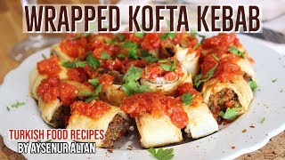 Beyti kebab is a kofta dough wrapped in yufka or thin lavash bread
served with tomato sauce. it easy delicious and has beautiful
presentation. tradition...