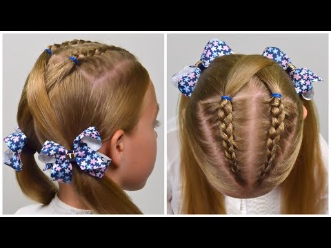 cornrows-braids-&-pigtails-★-easy-elastic-hairstyle-(little-girls-hairstyles-#81)-#lgh