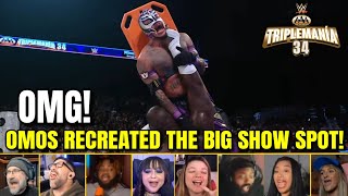 Omos SLAMS a stretchered Rey Mysterio through a table Streamers Reactions | Triplemanía 34 Night 1