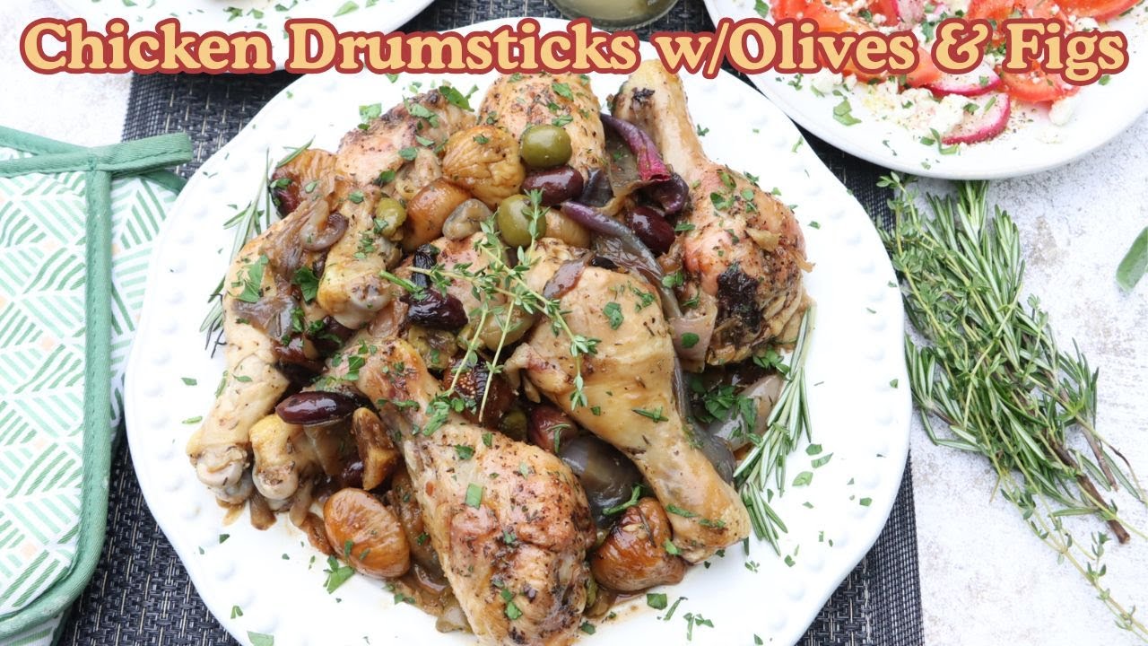 Куриные голени с оливками и инжиром