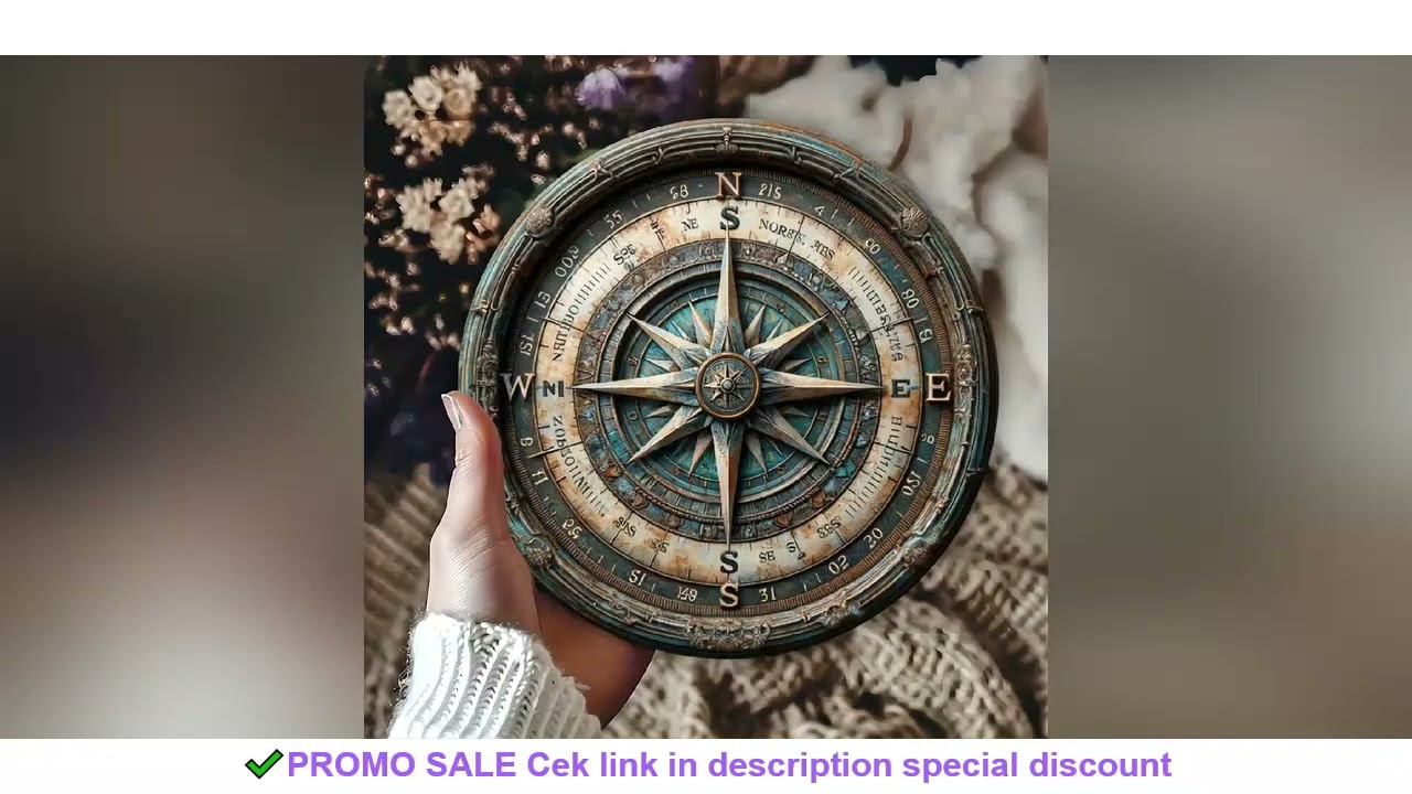 8in 2D Wooden Flat Disc Nautical Compass Sailor Career Wooden Deck Wooden Boat Decoration Gift Decor