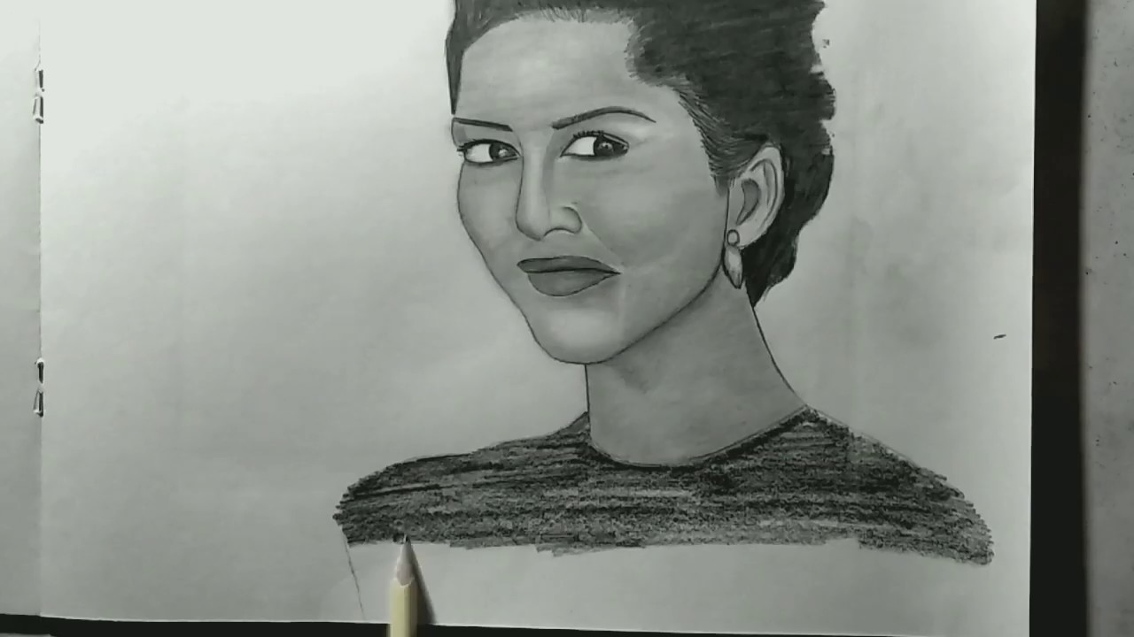 Sunny Leon art drawing and sunny leone face pencil art YouTube