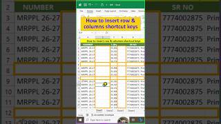 How to Insert row & columns shortcut keys. #excel #exceltips #exceltricks #exceltutorial