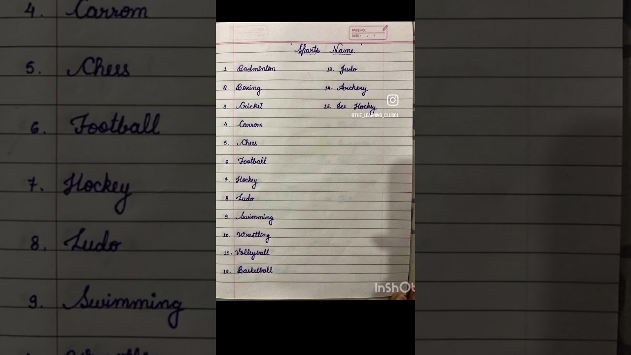 15 Sports Name in English| Vocabulary for Kids |Handwriting Practice 