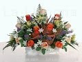 Arreglos florales - Jardinera cerámica rosas artificiales naranja y bicolor 30 - La Llimona