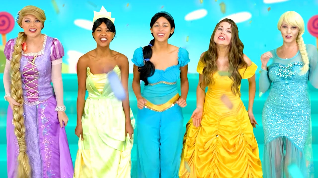 Rapunzel Ariel Tiana Jasmine and Belle are Trapped in Candyland.