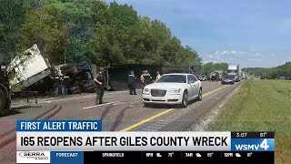 I65 reopens after Giles County wreck