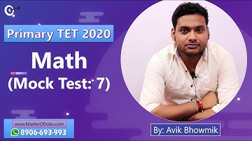 Mock Test 7 | Math | Shortcut Tricks - Primary TET 2020 | Master Of Jobs