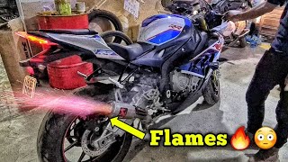 LOUD BMW S1000RR Akrapovic GP Exhuast full system sound (Flame spitter)🔥