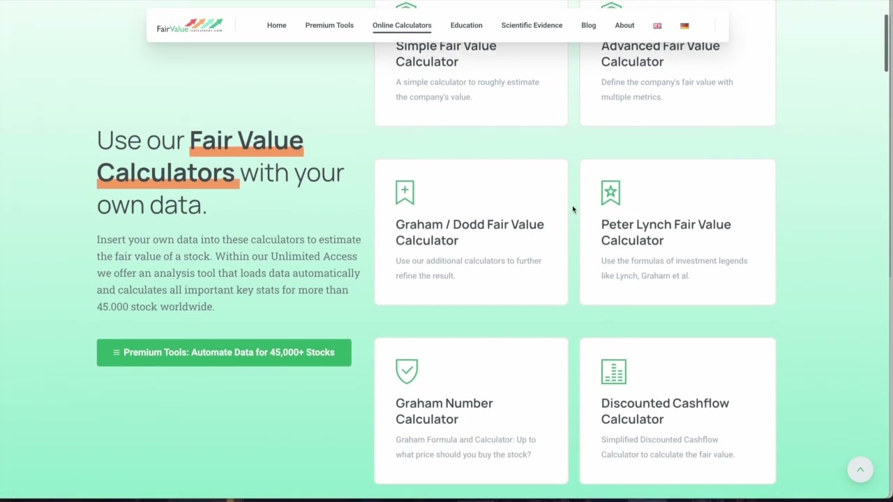 Maximize Your Investment Performance with Free Stock Fair Value and Financial Ratio Calculators!