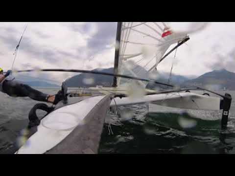A Class Cat Foiling - Upwind with a Yankee (360°Video)