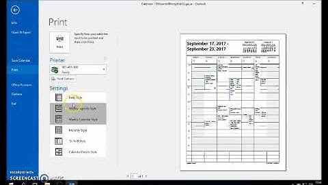 Printing a Calendar in Outlook